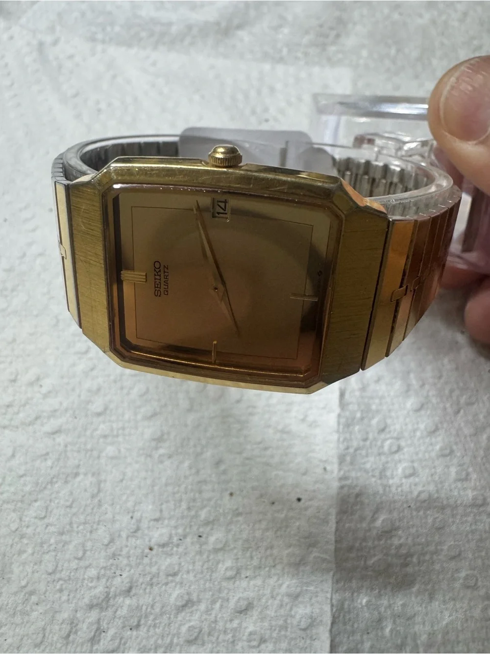 Seiko Gold Tone Rectangular Quartz Watch